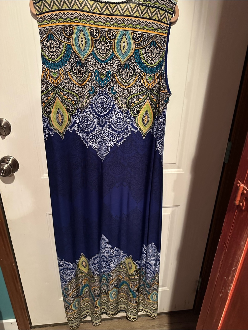 Lisa international Navy Maxi Dress with Teal, Yellow & White Paisley - Picture 2 of 4
